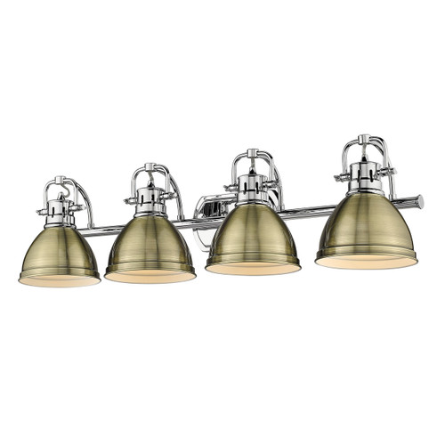 Duncan 4 Light Vanity In Chrome With Aged Brass Steel Shade(s) (3602-BA4 CH-AB)