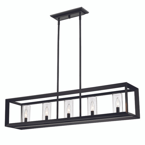 Smyth 5 Light Linear Pendant In Matte Black With Clear Glass (2073-LP BLK-CLR)