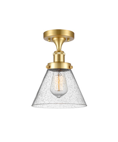 Cone - 1 Light - 8 inch - Satin Gold - Semi-Flush Mount (916-1C-SG-G44)