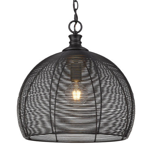 Calypso 1 Light Pendant In Matte Black With Matching Wire Shade(s) (6802-M BLK)