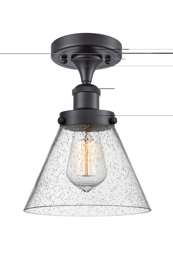 Cone - 1 Light - 8 inch - Matte Black - Semi-Flush Mount (916-1C-BK-G44-LED)