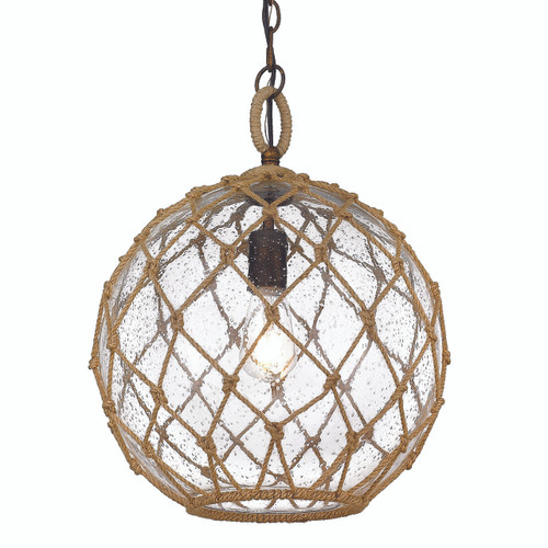 Haddoc 1 Light Pendant In Burnished Chestnut With Seeded Glass (1092-M BC-SD)