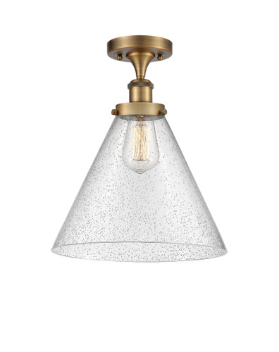 Cone - 1 Light - 12 inch - Brushed Brass - Semi-Flush Mount (916-1C-BB-G44-L)