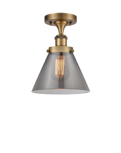 Cone - 1 Light - 8 inch - Brushed Brass - Semi-Flush Mount (916-1C-BB-G43)