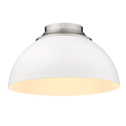 Zoey 3 Light Flush Mount In Pewter With Matte White Shade(s) (6956-FM PW-WHT)