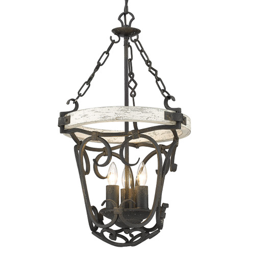 Madera 3 Light Foyer, Antique Black Iron W/ Coastal Driftwood (1821-3P ABI-CDW)