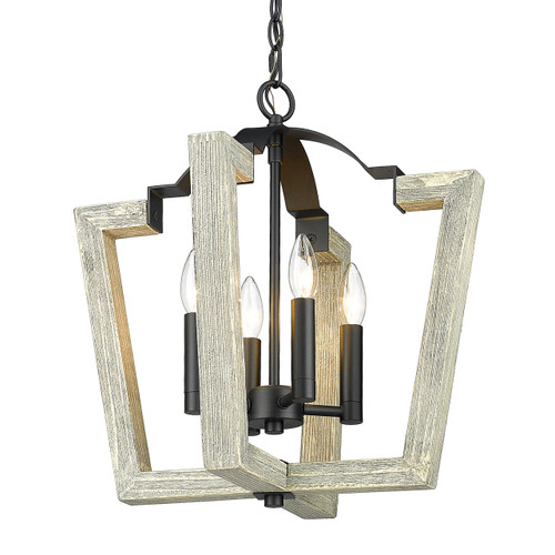 Regan 4 Light Pendant In Natural Black With Gray Harbor Wood (7802-4P NB-GH)