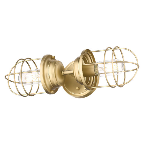 Seaport 2 Light Sconce In Champagne Bronze W/ Matching Metal Cage (9808-2W BCB)