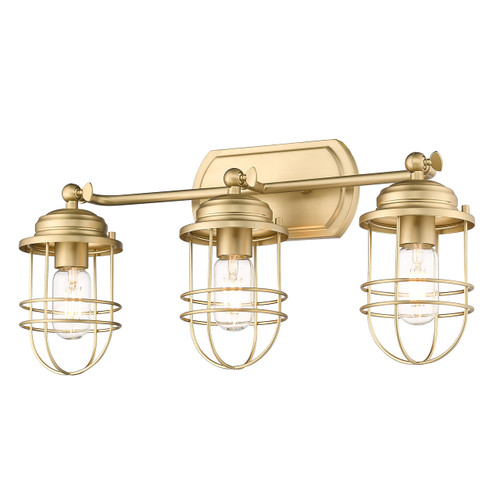 Seaport 3 Light Vanity In Champagne Bronze, Matching Metal Cage (9808-BA3 BCB)