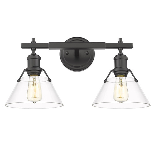 Orwell 2 Light Vanity In Matte Black With Clear Glass (3306-BA2 BLK-CLR)