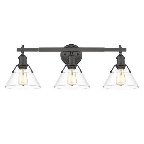 Orwell 3 Light Vanity In Matte Black With Clear Glass (3306-BA3 BLK-CLR)