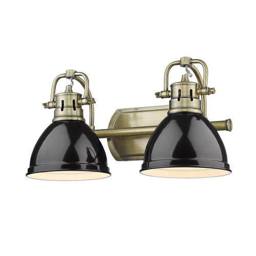 Duncan 2 Light Vanity In Aged Brass With Black Steel Shade(s) (3602-BA2 AB-BK)