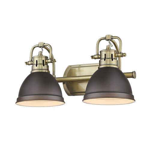 Duncan 2 Light Vanity In Aged Brass W/ Rubbed Bronze Shade(s) (3602-BA2 AB-RBZ)
