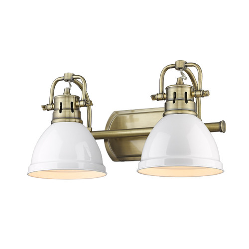 Duncan 2 Light Vanity In Aged Brass With Matte White Shade(s) (3602-BA2 AB-WHT)