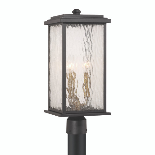 Estate 3 Light Outdoor Post Light, Black, Brass with Rain Glassware (AC9273BK)
