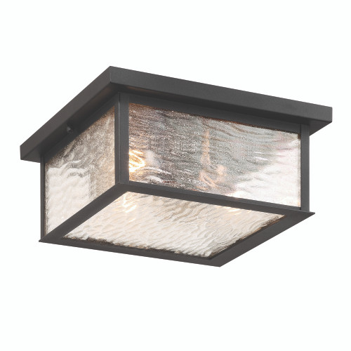 Estate 3 Light Outdoor Flush Mount, Black, Brass with Rain Glassware (AC9276BK)