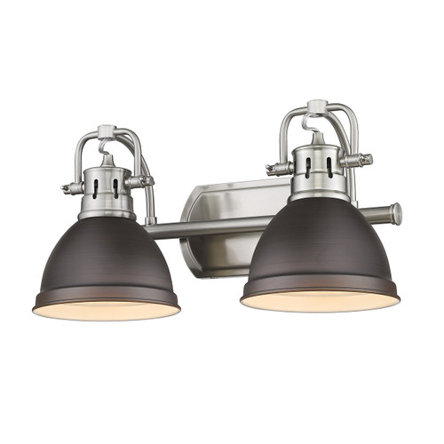 Duncan 2 Light Vanity In Pewter With Rubbed Bronze Shade(s) (3602-BA2 PW-RBZ)