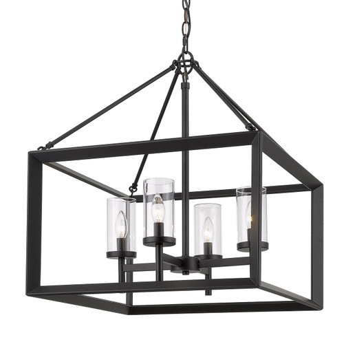 Smyth 4 Light Chandelier In Matte Black With Clear Glass (2073-4 BLK-CLR)