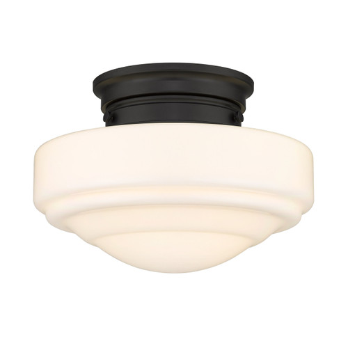 Ingalls Semi-Flush in Matte Black with Vintage Milk Glass Shade (0508-SF BLK-VMG)