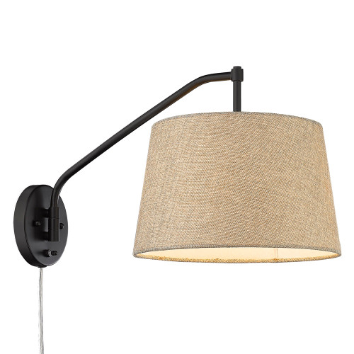 Ryleigh Articulating Wall Sconce in Matte Black with Natural Sisal Shade (3694-A1W BLK-NS)