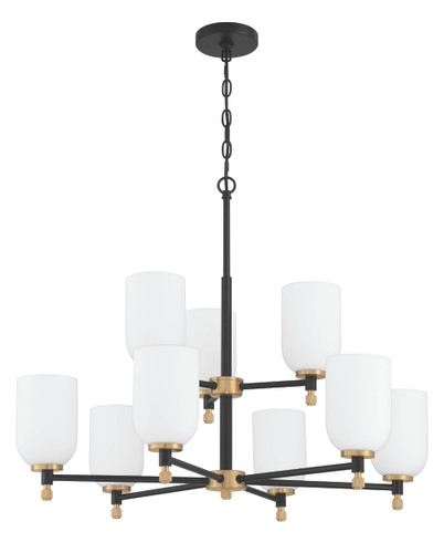 Council 9 Light Chandelier in Flat Black/Satin Brass (60329-FBSB)