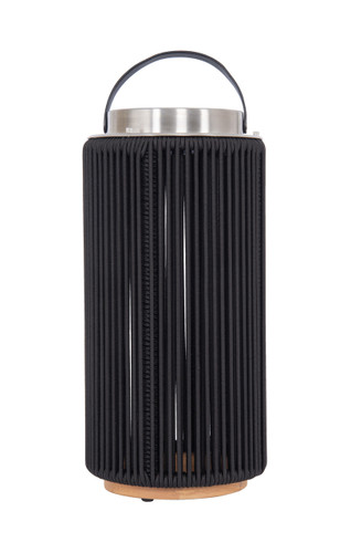 Sea Scape Solar LED Outdoor Rechargeable Table Lamp in Stainless Steel, Black Rope (86297SS-OTR)
