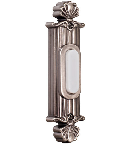 Surface Mount Straight Ornate LED Lighted Push Button in Antique Pewter (BSSO-AP)
