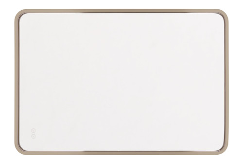 Monica 24"x 36" Framed Rounded Rectangular Edge Lit LED Mirror, Defogger & Dimmer, 3000-5000K, in Satin Brass (MIR2403RRT-SB3C)