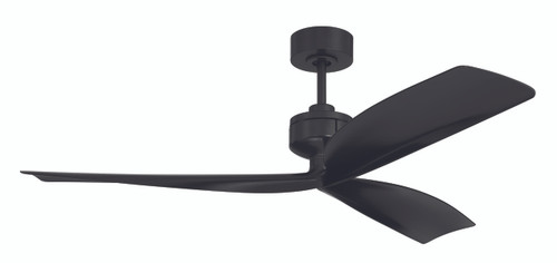 Rafiki 52" 3-Blade Indoor/Outdoor (Damp) Ceiling Fan in Flat Black w/ Flat Black Blades; Not Light Kit Adaptable (RFK52FB3)