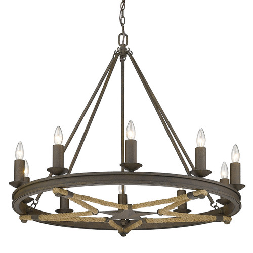 Stokes 10 Light Chandelier In Dark Rust (1053-10 DR)