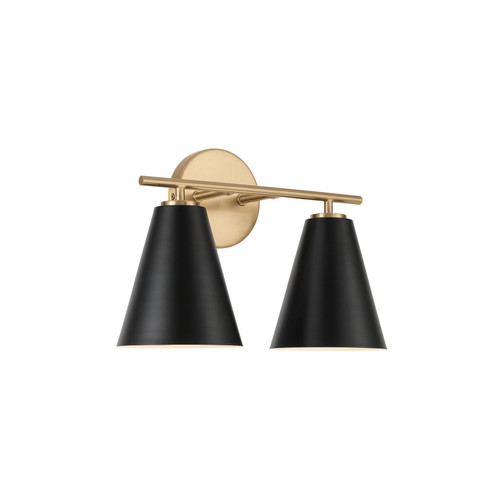 Charlie 15"W x 10"H 2-Light Vanity in Matte Brass and Black (AA1038RK)