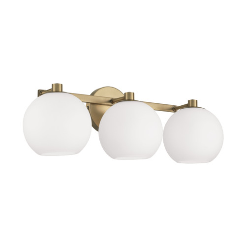 Ansley 22.75"W x 8"H 3-Light Circular Globe Vanity in Aged Brass with Soft White Glass (152131AD-548)