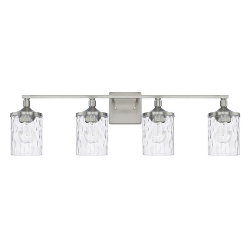 Colton 33.5" W x 10" H x 7" E 4-Light Clear Water Glass Vanity in Brushed Nickel  (128841BN-451)