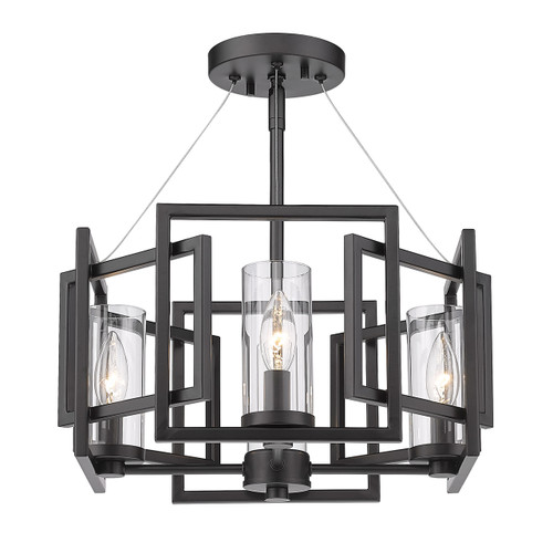 Marco 4 Light Semi-flush In Matte Black With Clear Glass (6068-SF BLK)