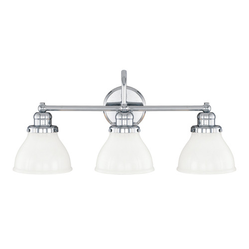 Baxter 24" W x 11" H x 8" E 3-Light Milk Glass Vanity in Chrome   (8303CH-128)