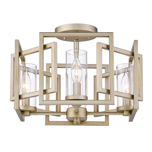 Marco 4 Light Flush Mount In White Gold With Clear Glass (6068-FM WG)