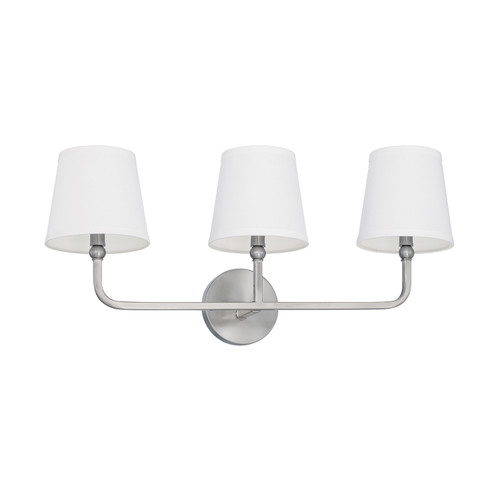 Dawson 25.5" W x 12" H x 7" E 3-Light Vanity in Brushed Nickel with White Fabric Shades (119331BN-674)