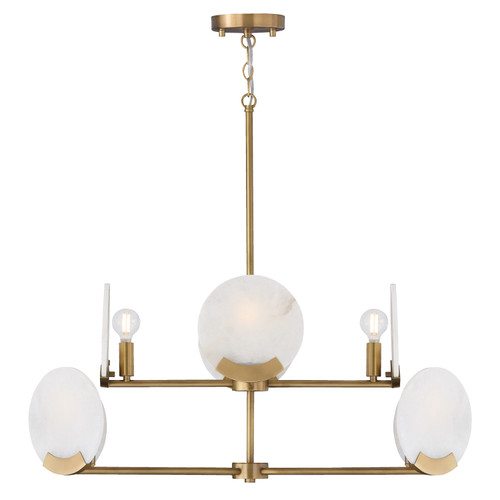 Oriya 36" W x 13" H 8-Light Two-Tier Chandelier in Aged Brass with Natural Alabaster Stone (454681AD)