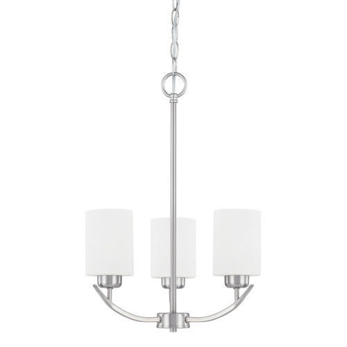 Dixon 17" W x 21.5" H 3-Light Soft White Glass Chandelier in Brushed Nickel  (415231BN-338)