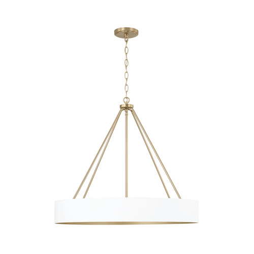 Weller 27.50"W x 24.25"H 4-Light Modern Circular Metal Chandelier in Matte White with Painted Matte Brass Interior (453041RE)