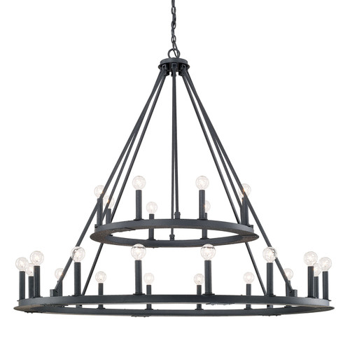Pearson 48" W x 43" H 24-Light Candle-Style Ring Tiered Chandelier in Black Iron  (4910BI)