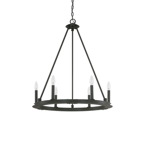 Pearson 26" W x 30.5" H 6-Light Candle-Style Ring Chandelier in Black Iron  (4916BI-000)