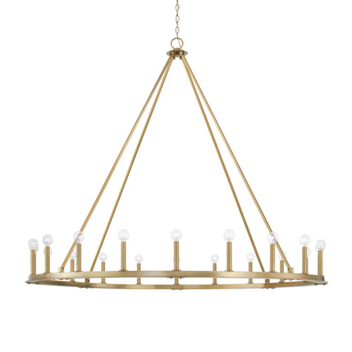 Pearson 60"W 20-Light Wagon Wheel Chandelier in Aged Brass (4913AD)