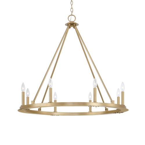 Pearson 36"W 8-Light Wagon Wheel Chandelier in Aged Brass (4918AD)