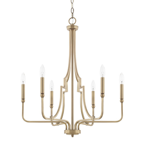 Dawson 25" W x 29.5" H 6-Light Chandelier in Aged Brass   (419361AD)