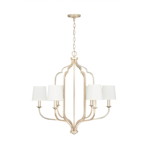 Ophelia 31" W x 31" H 6-Light Chandelier in Winter Gold with White Fabric Shades (438761WG-698)