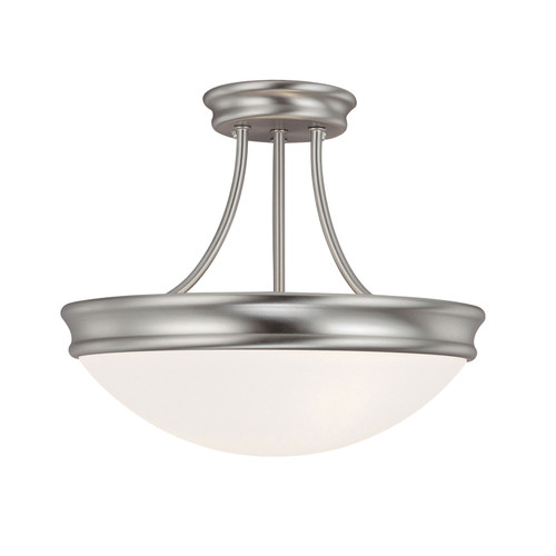 Hansen 14" W x 12" H 3-Light Semi-Flush Mount in Matte Nickel with White Glass Shade (2037MN)