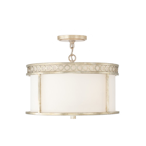 Isabella 15" W x 10.5" H 4-Light Dual Mount Semi-Flush or Pendant in Winter Gold with White Fabric Shade  (243141WG)