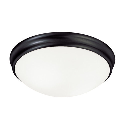 Hansen 14" W x 5" H 3-Light Flush Mount in Matte Black with White Glass Shade (2034MB)