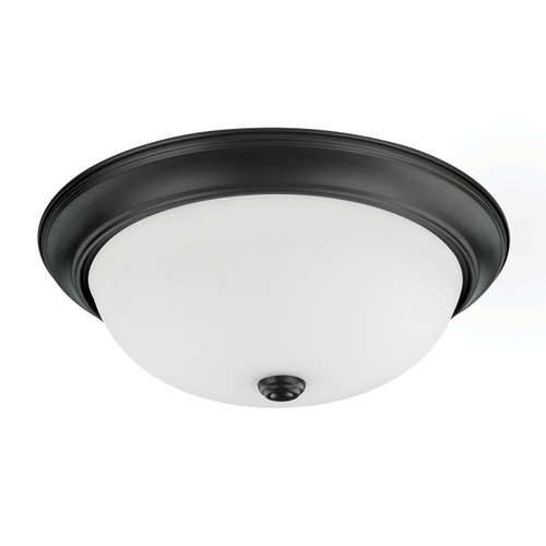 Bates 15" W x 5" H 3-Light Flush Mount in Matte Black with Soft White Glass Shade   (214731MB)
